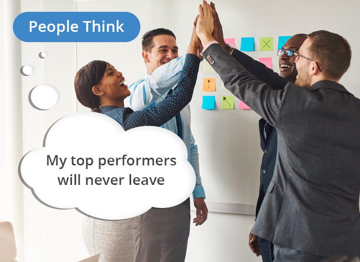 Company's top performers high-fiving