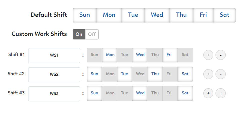 Add and remove customized shifts