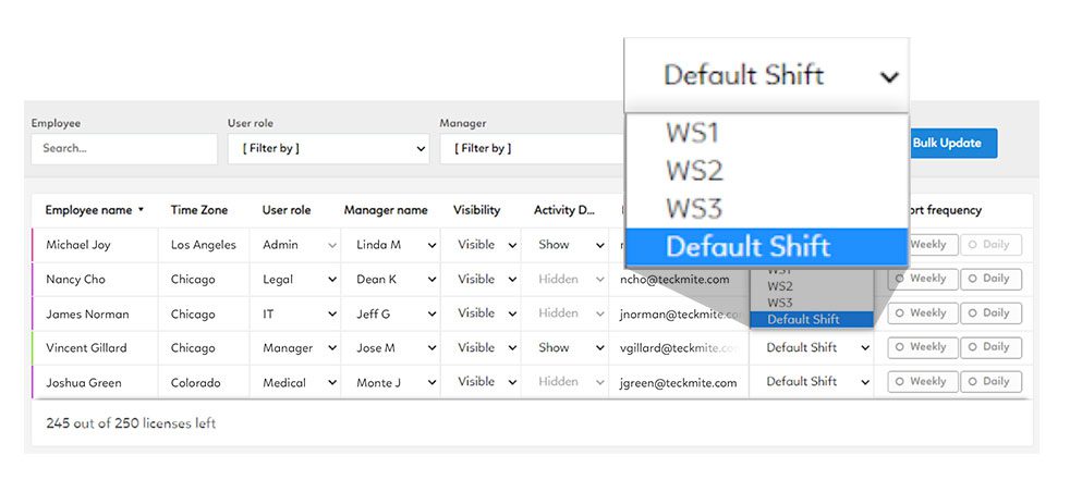 Assign customized work shifts