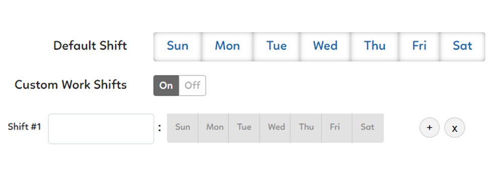 Customize work shifts