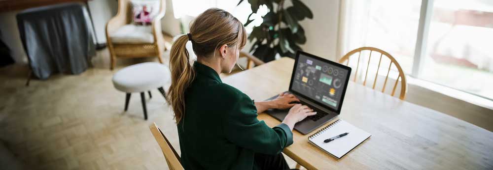 Woman working in her home office